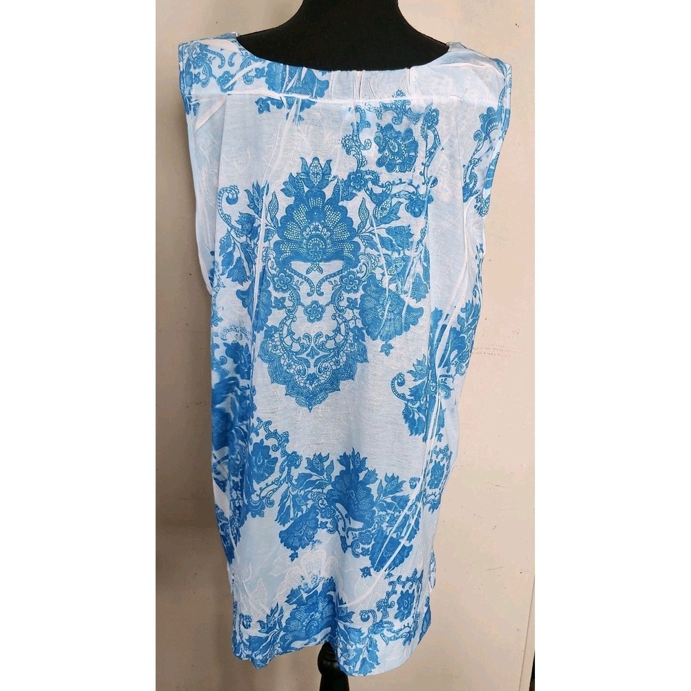 Harve' Bernard Sport Plus Womens 2X Blue Floral Lace Print Tank Top Shirt - Picture 4 of 5